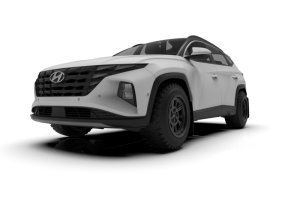 Hyundai Tucson Mud Flap - Front + Rear - Rally Armor - UR Blk Flap/Met. Blk Logo - Black - `22-`24